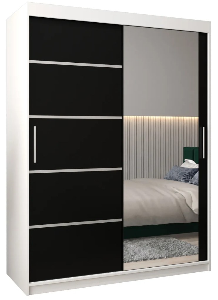 Dulap de haine 150 cm cu oglindă Verika 2 150 (alb + negru). 1064201