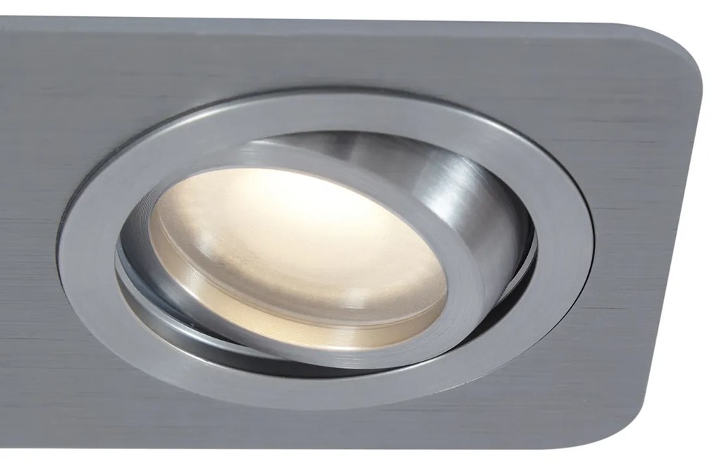 Set de 6 spoturi încastrate rotunjite, culoarea metalului de armă, GU10 50mm, reglabile, IP44, 2 lumini - Alberto