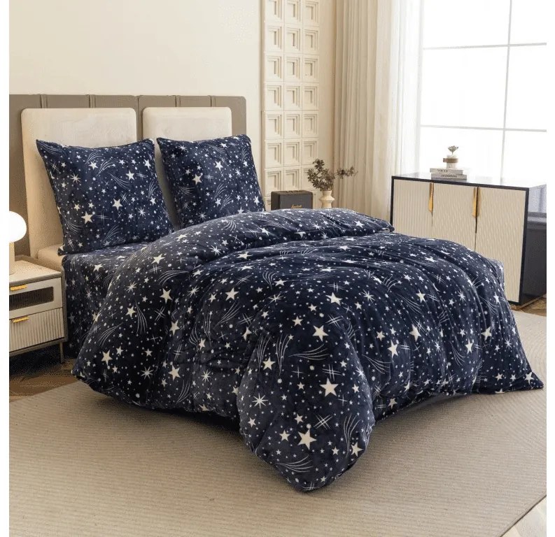 Lenjerie cocolino STARLIGHT albastru inchis Dimensiune lenjerie de pat: 80 x 80 cm | 135 x 200 cm