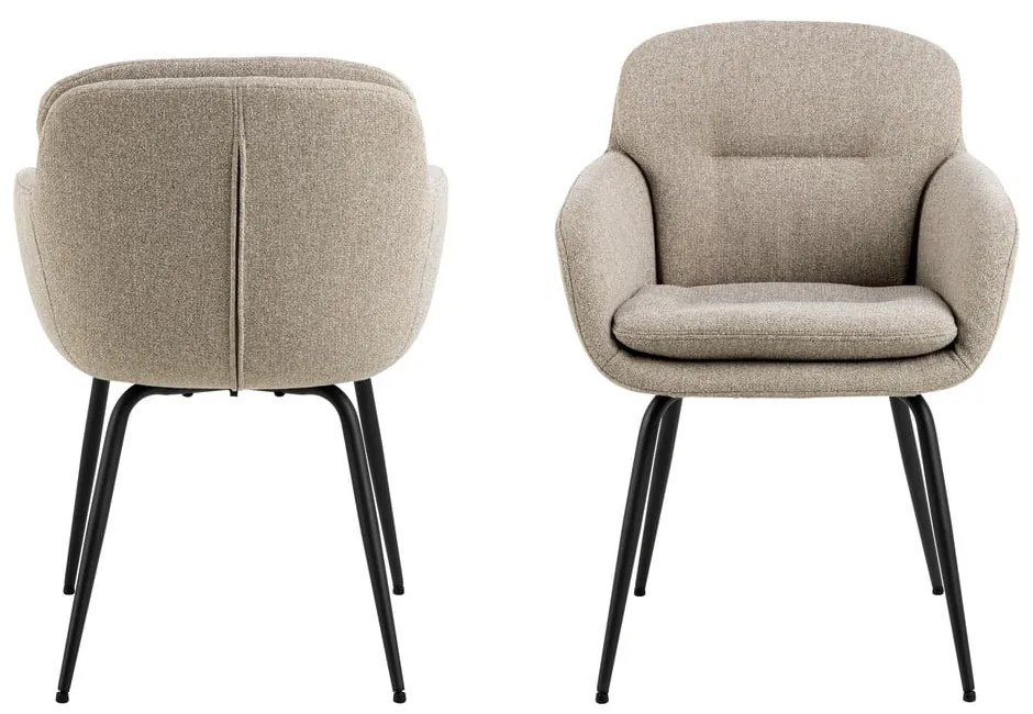 Scaun de sufragerie bej cu cotiere tapițat Dora – Actona