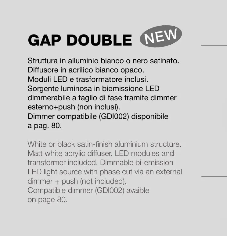 Aplica de perete lumina ambientala LED GAP DOUBLE negru L-50cm, 3000K