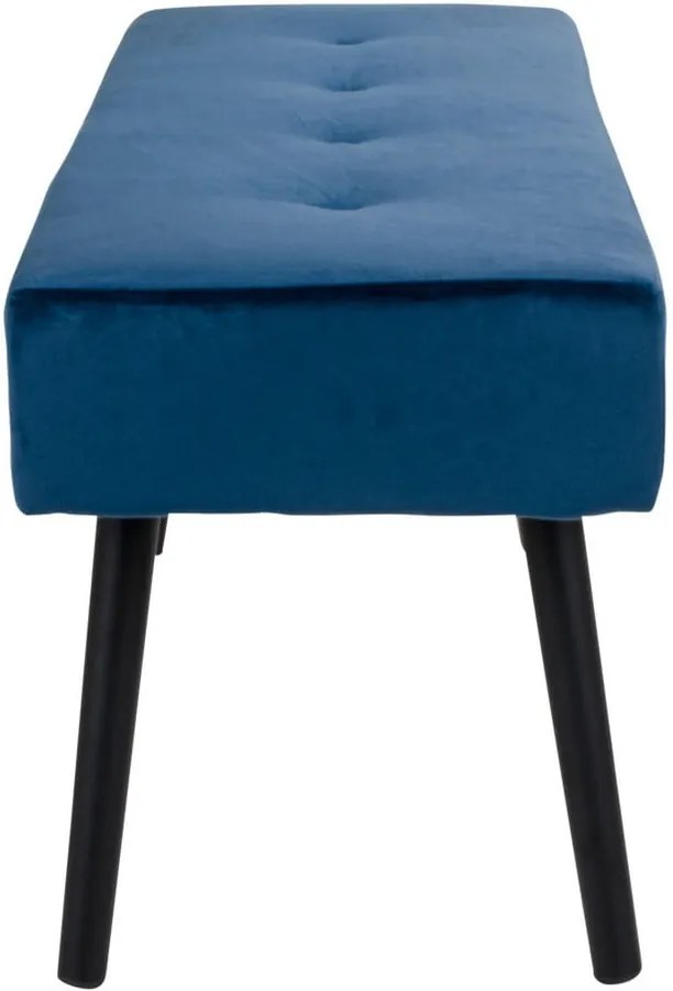 Bancă cu tapițerie de catifea House Nordic Skiby, 100 x 35 cm, albastru închis