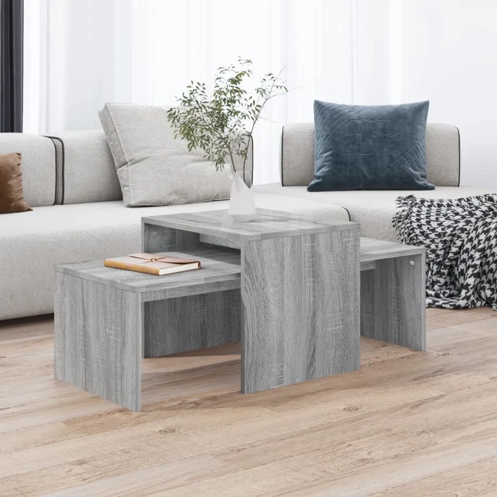 815547 vidaXL Set măsuță de cafea, gri sonoma, 100x48x40 cm, lemn prelucrat
