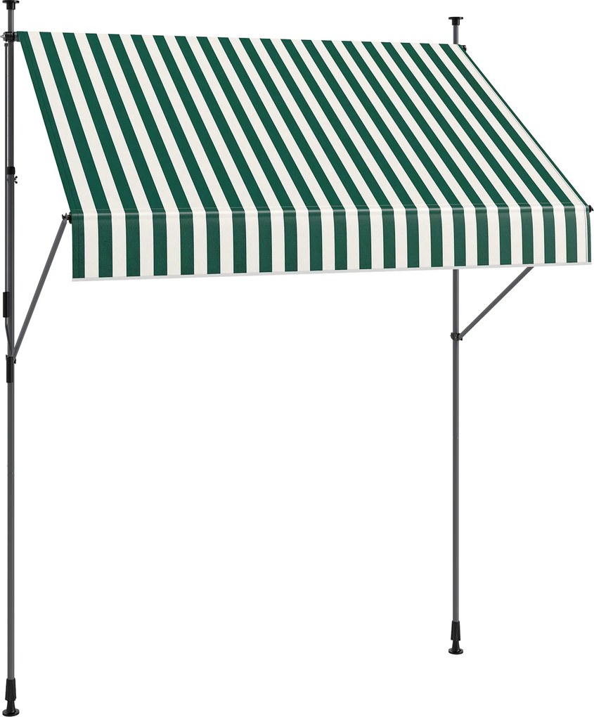 Outsunny Tenda de Soare cu Suporturi Reglabile și Manivelă, Verde și Alb | Aosom Romania