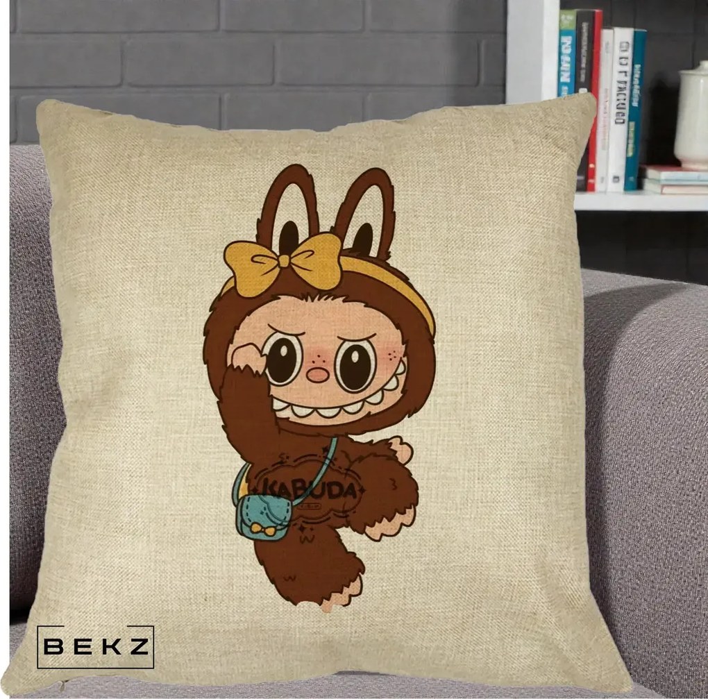Perna Personalizata Kabuda Maro cu Funda Aurie, 40x40 cm, Crem, Husa Detasabila, Perna Inclusa, BEKZ®