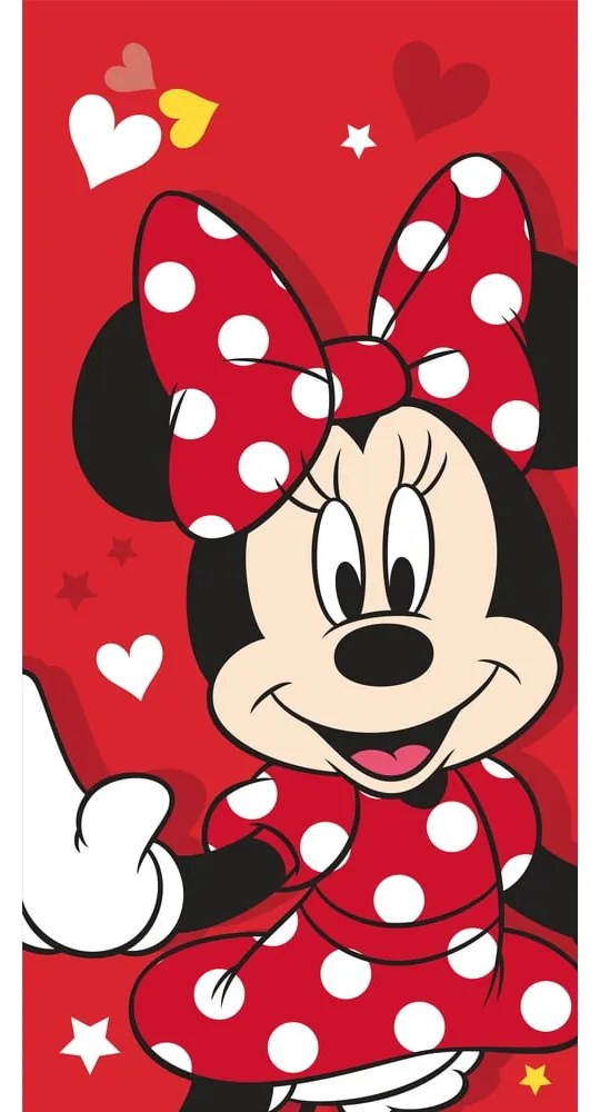 Prosop pentru copii roșu din bumbac 70x140 cm Minnie "Red heart" – Jerry Fabrics