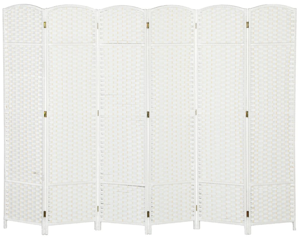 HOMCOM Separator de cameră 6 părți pliabil perete de intimitate perete de separare pentru sufragerie dormitor birou acasă Alb | Aosom Romania