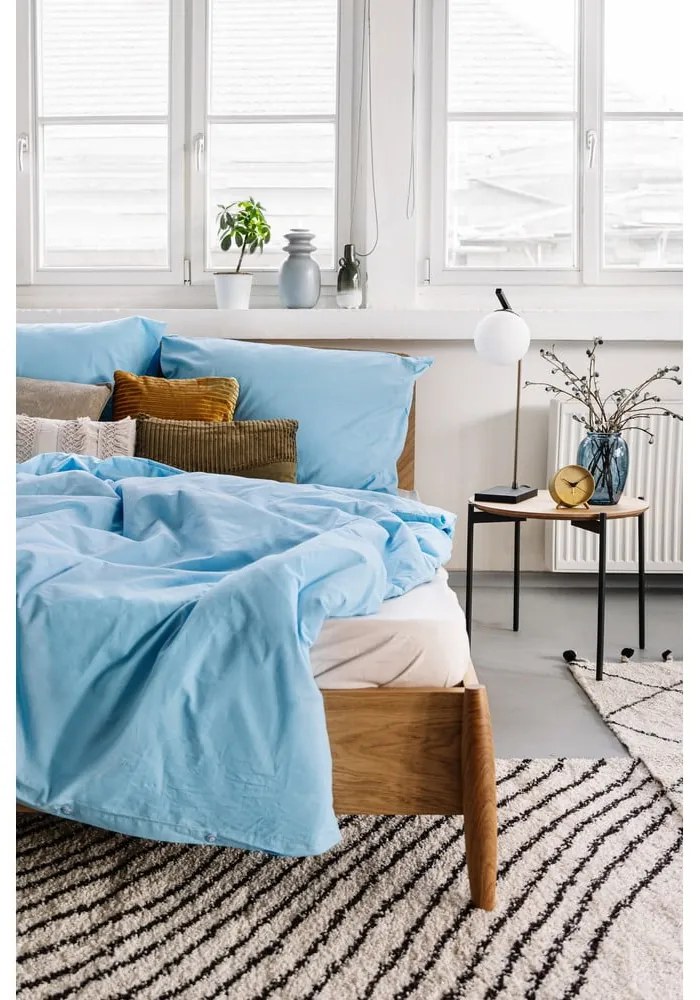 Lenjerie pentru pat dublu din bumbac Bonami Selection, 200 x 220 cm, albastru azuriu