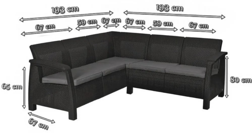 Set de colț de grădină Corfu relax din ratan artificial, maro