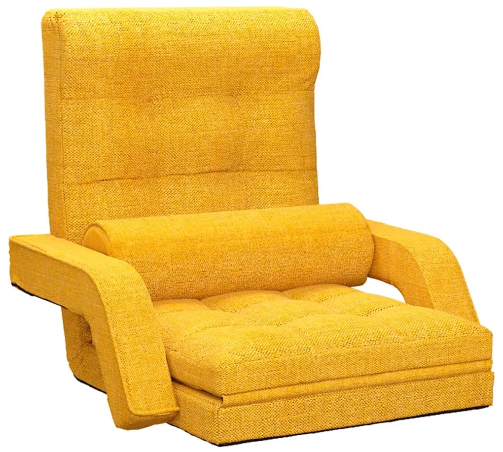 336528 vidaXL Scaun de podea pliabil cu funcție de pat, galben muștar, textil