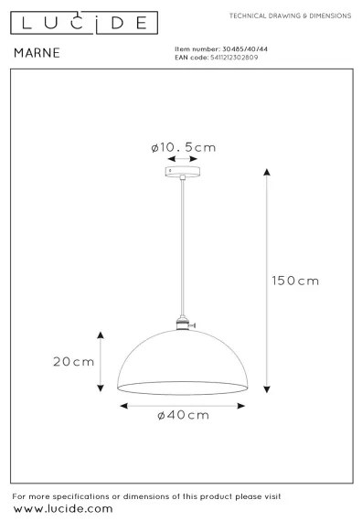 Lustră pe cablu MARNE 1xE27/60W/230V portocaliu Lucide 30485/40/44