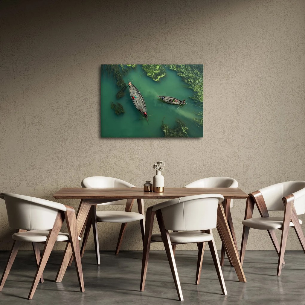 Tablou - Pescarii de pe râu (70x50 cm)