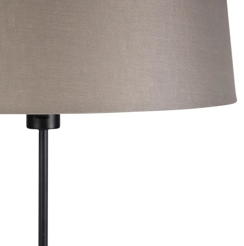 Lampă de podea neagră cu abajur din in taupe 45 cm reglabil - Parte