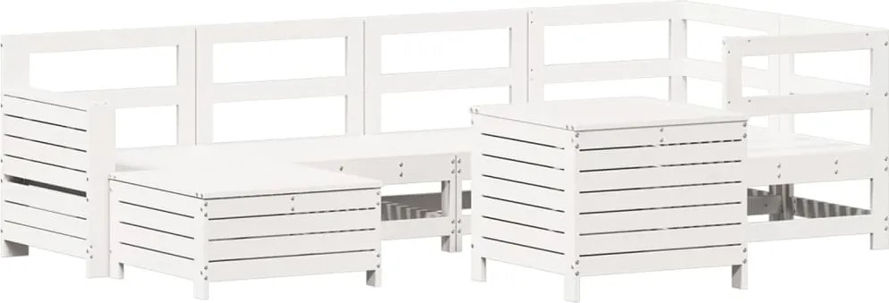 vidaXL Set canapea de grădină, 7 piese, alb, lemn masiv de pin