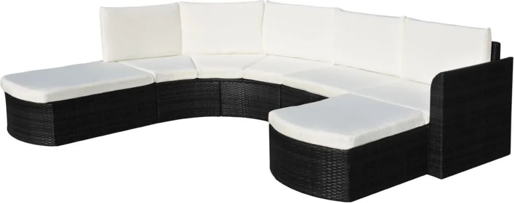 vidaXL Set mobilier de grădină cu perne, 4 piese, negru, poliratan