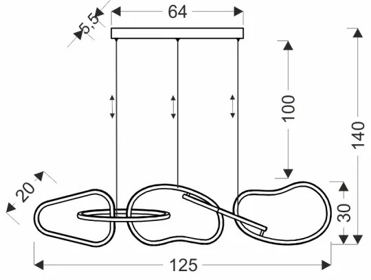 Lustră LED cu cablu ANNELI LED/45W/230V 125 cm, aurie