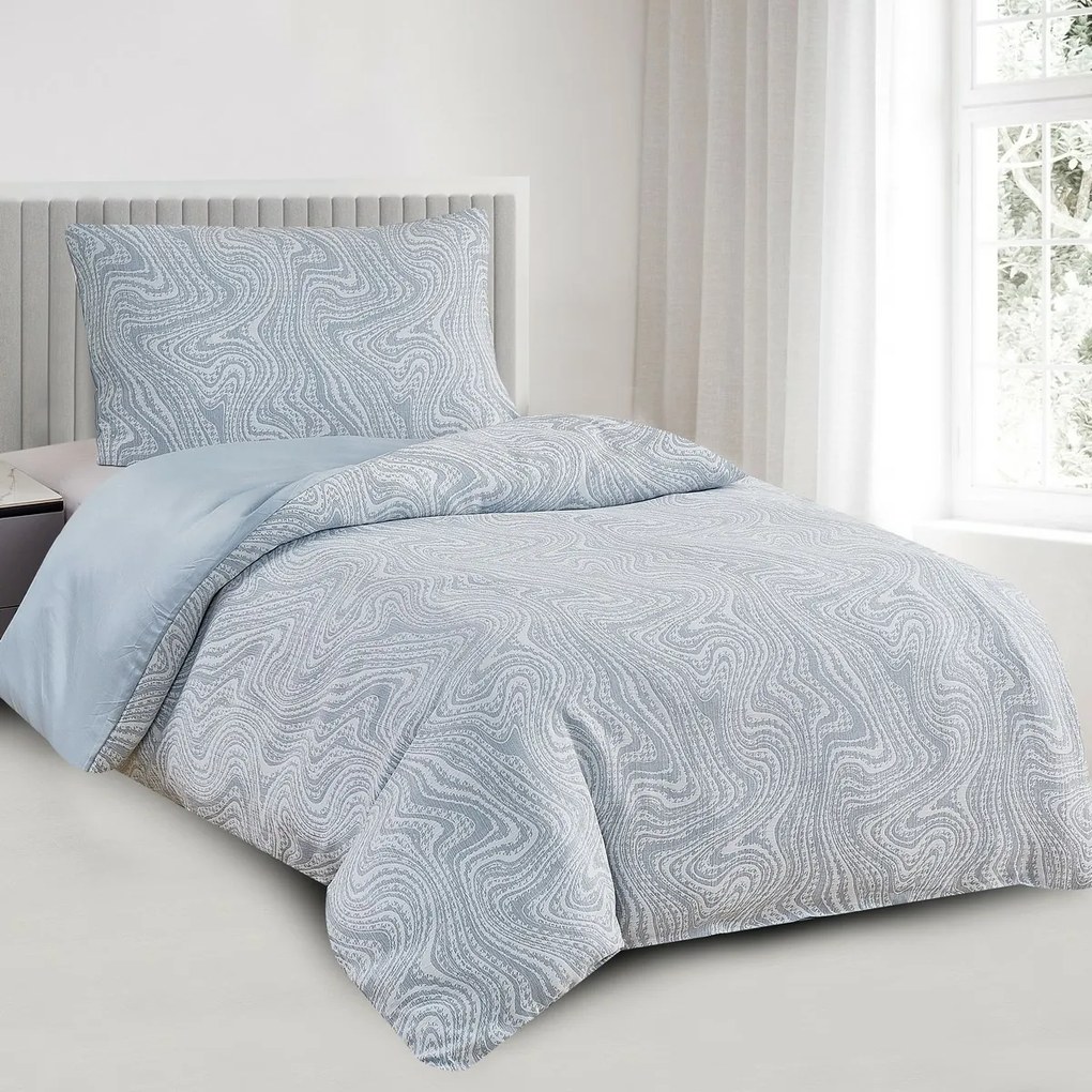 Lenjerie de pat din jacard Colorado albastru, 140x 200 cm, 70 x 90 cm