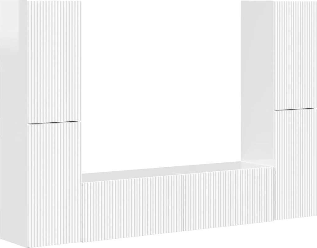 vidaXL Set comodă TV 6 pcs Alb lucios Lemn compozit