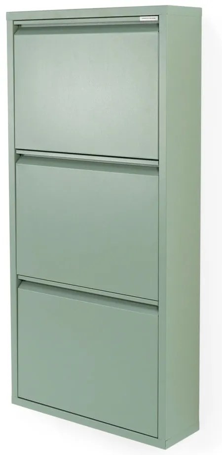 Pantofar verde prăfuit cu deschidere înclinată din metal 50x103x15 cm Billy – Spinder Design