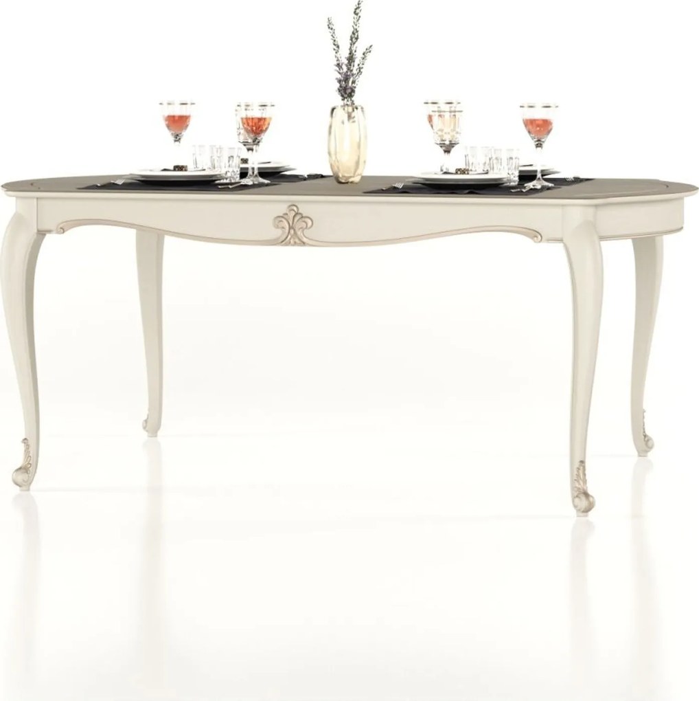 Masă lemn masiv Dining Celisea Pliabilă 190/, 195 × 110 × 79 cm - Ivoire