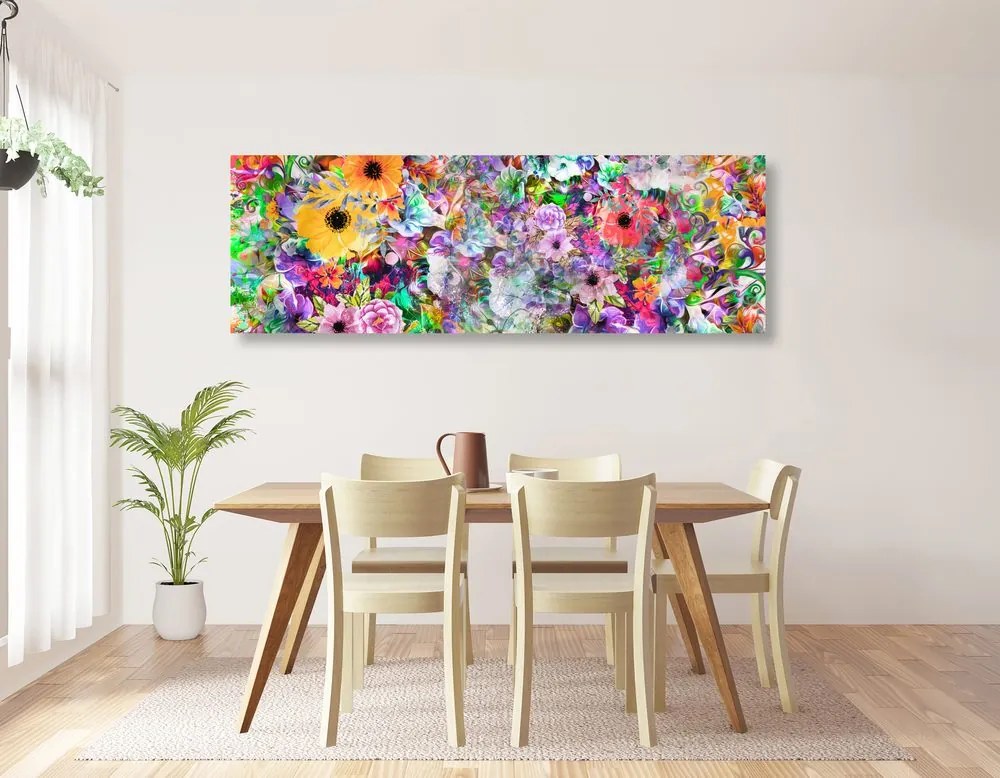 Tablou flori în design colorat
