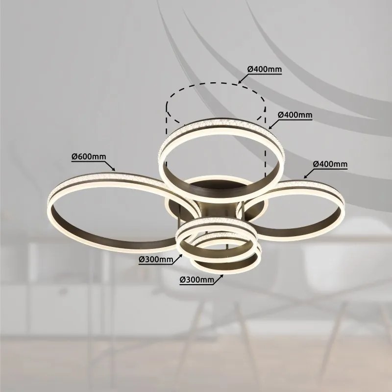 Plafoniera LED cu telecomanda design modern Grouni 114x91cm