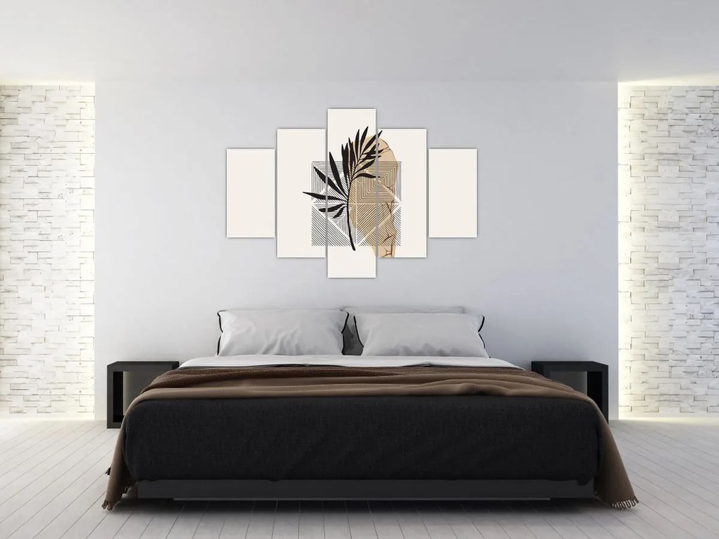 Tablou - Abstracție cu frunze tropicale N⁰1 (150x105 cm)