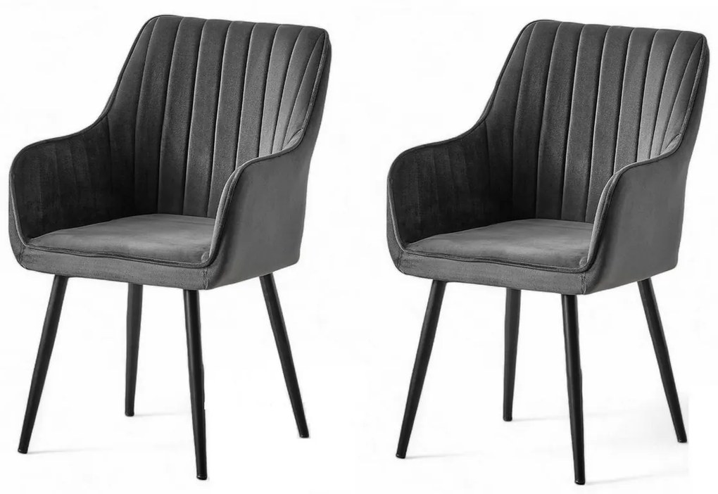 Set de scaune de sufragerie Nova Anthracite and Black, 2 buc.