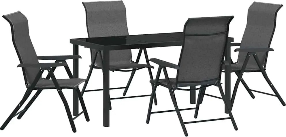 vidaXL Set de masă pentru grădină 5 pcs Gri Oțel vopsit electrostatic