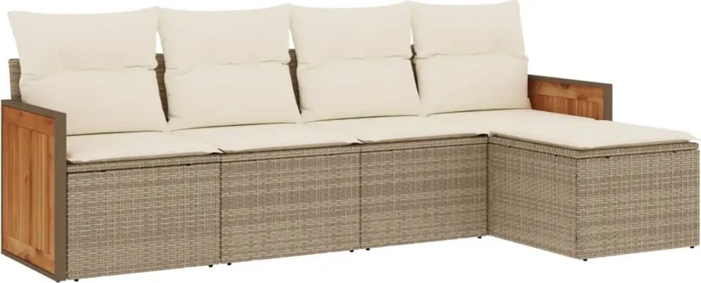 vidaXL Set canapele de grădină cu perne, 5 piese, bej, poliratan