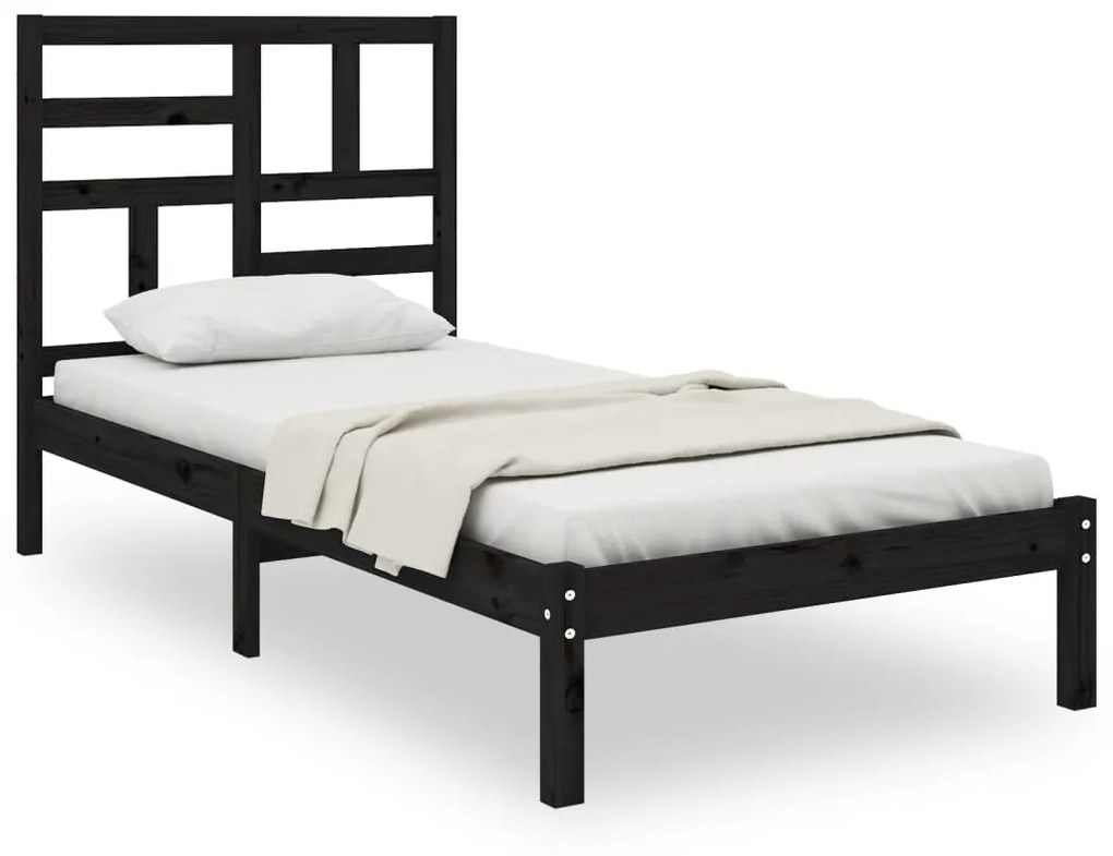 3105944 vidaXL Cadru de pat, negru, 100x200 cm, lemn masiv