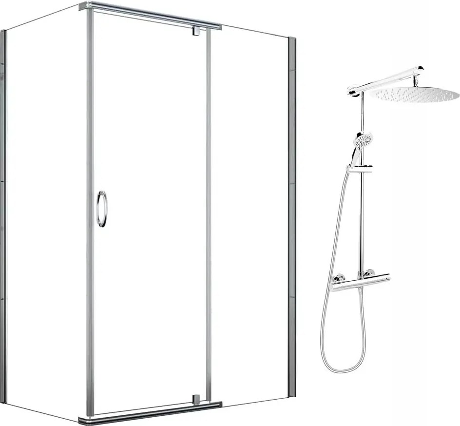 Pachet cabina de dus Mediaterraneo Catania crom 100x80 cm si coloana de dus FDesign Anima crom