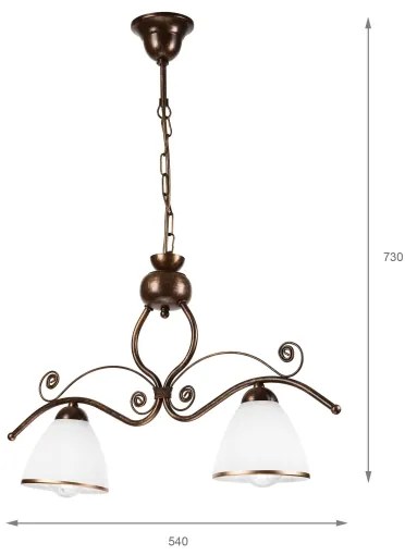 Lustră pe lanț RETRO 2xE27/60W/230V cupru/patină