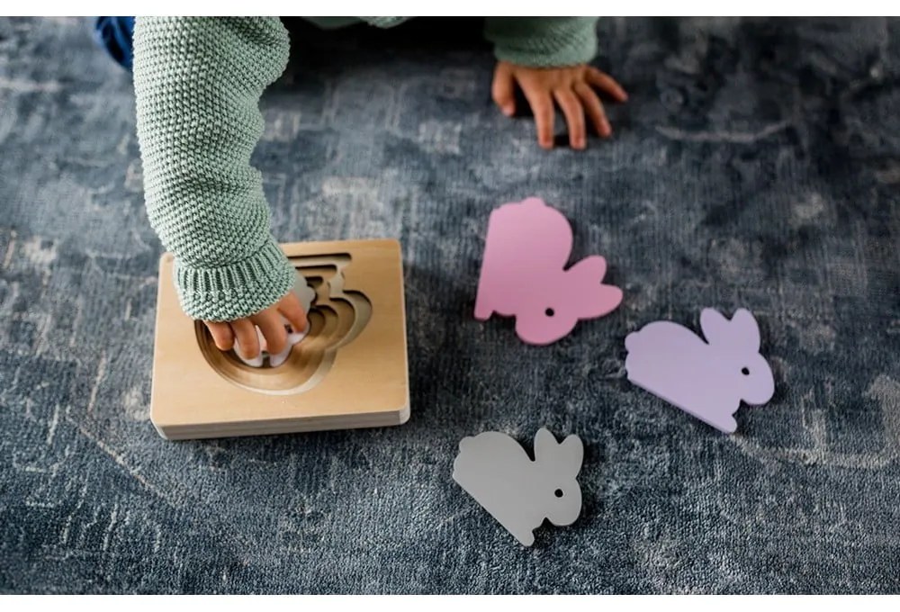 Puzzle din lemn pentru copii Kindsgut Rabbit