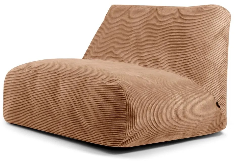 Fotoliu bean bag maro cu tapițerie din catifea reiată Sofa Tube – SLOWDOWN