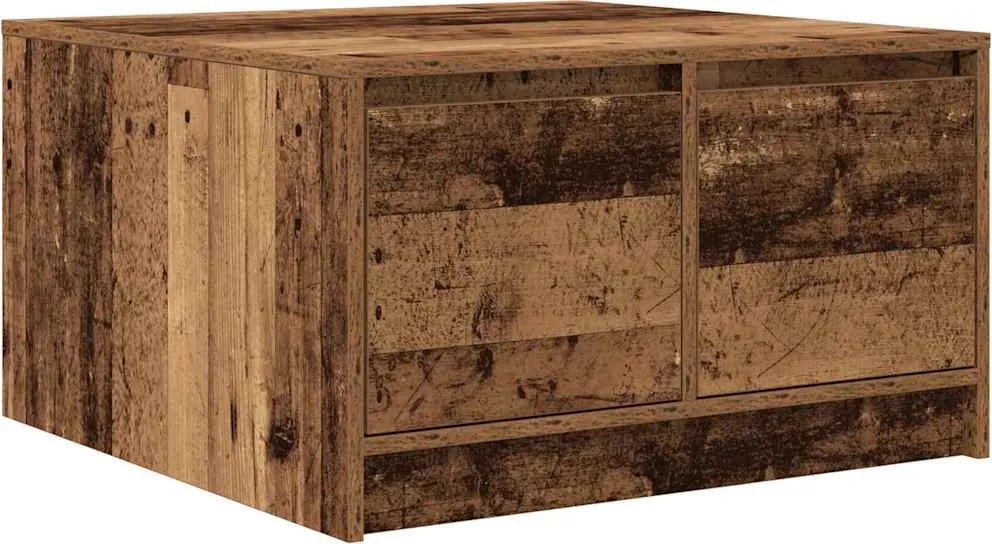 vidaXL Masuta de cafea cu sertare din lemn vechi 70,5x70x40 cm