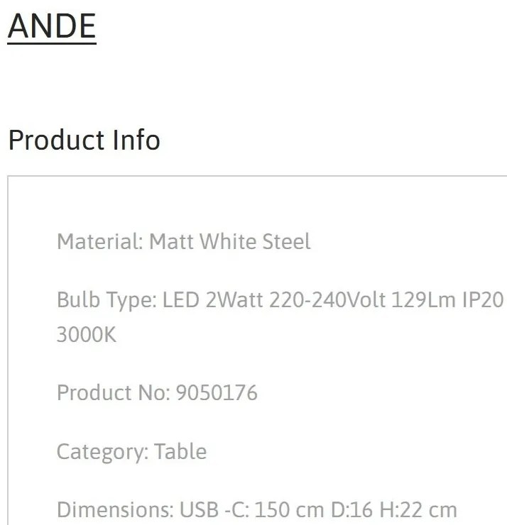 Veioza LED design decorativ ANDE alba, NVL-9050176