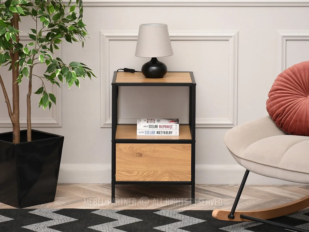 Noptieră Soren Ns (stejar + negru). Promo -11%. 1111719