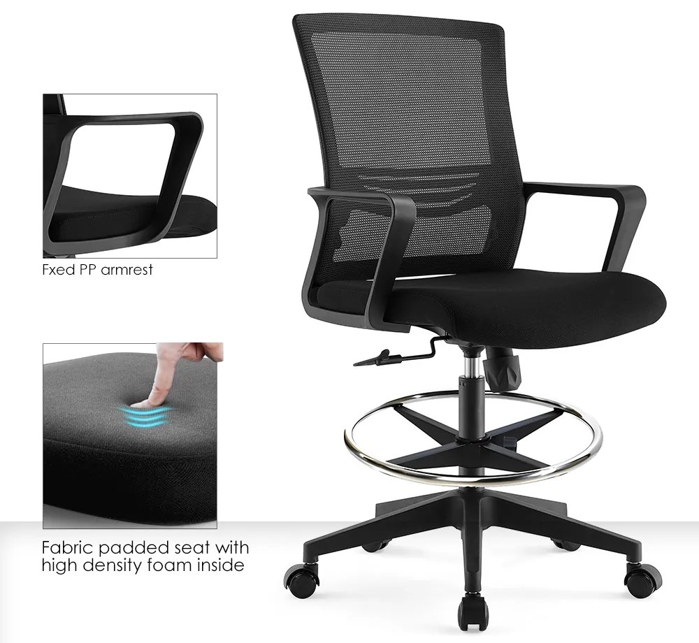 ErgoDynamic Emma Black scaun inalt de birou cu suport picioare si roti cu franare la presiune!!