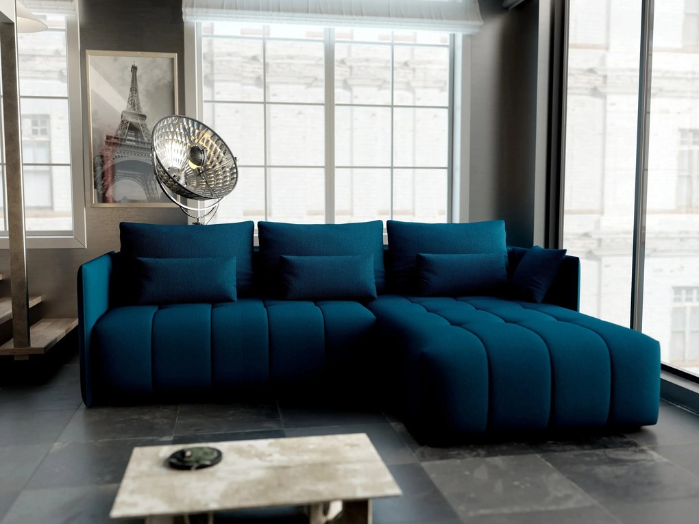 Colțar extensibil dumonde cu ladă de depozitare si sezut confortabil din spuma high-density, Malta Enjoy Petrol II 235x185 cm