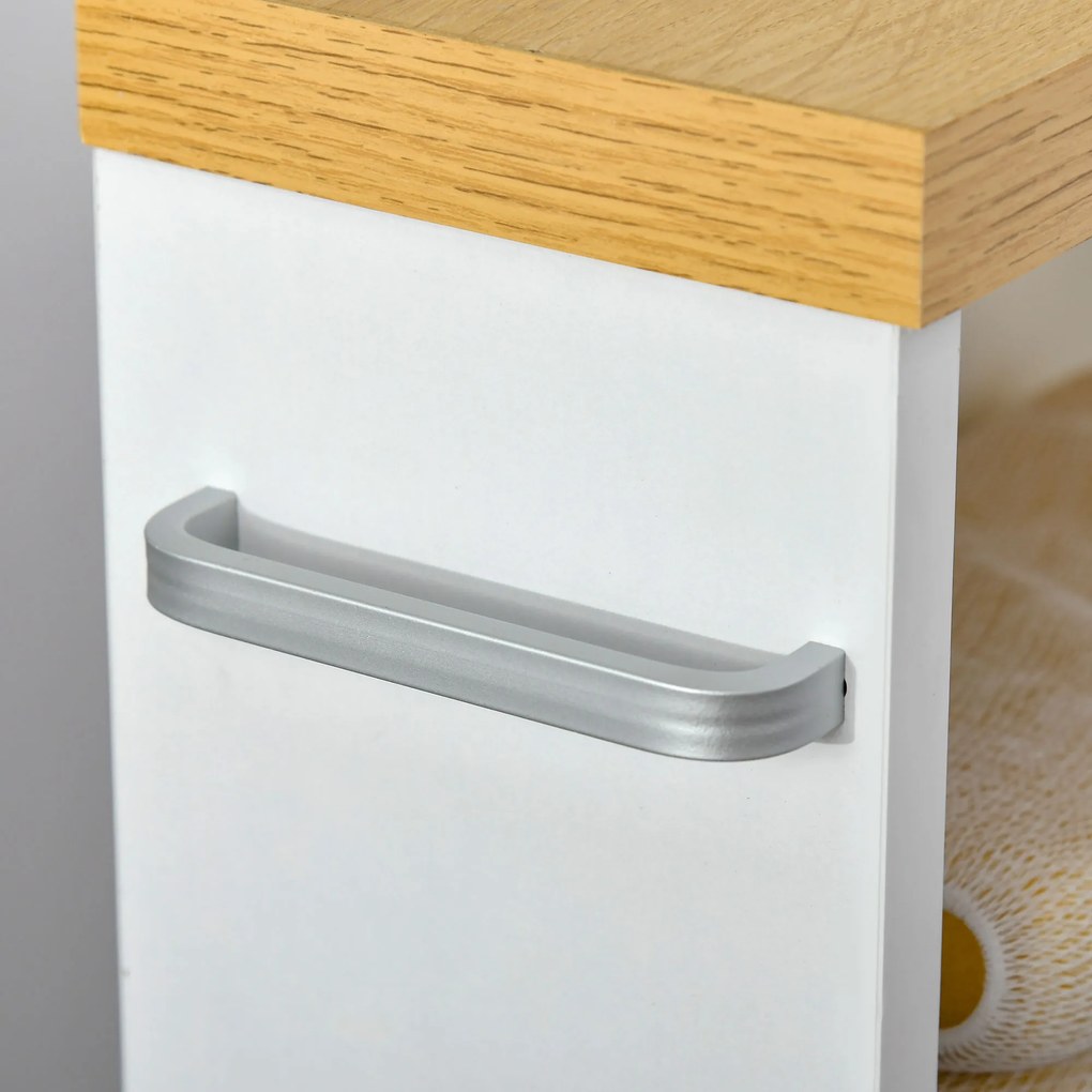 kleankin Dulapior Mobil pentru baie economisire spatiu cu 4 roti raft,manere laterale, 50x13x67.5cm