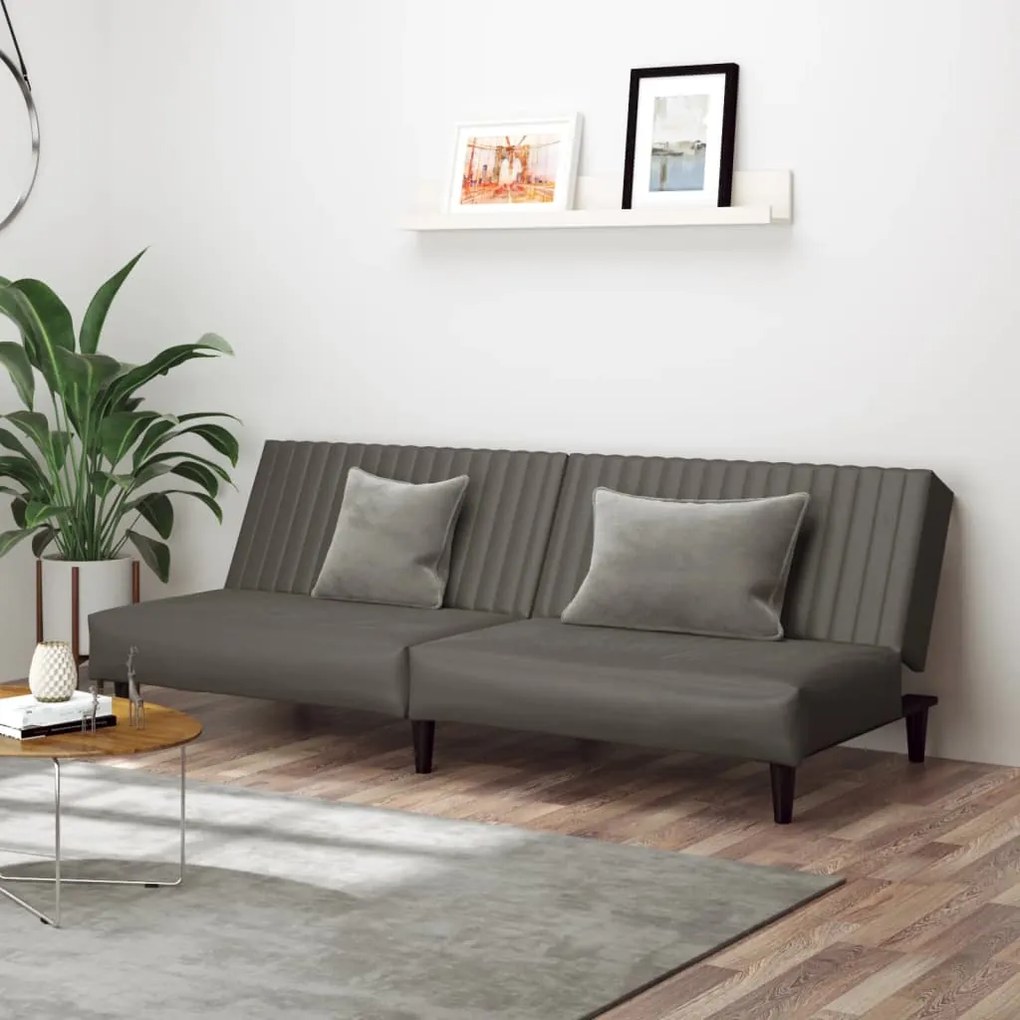 337663 vidaXL Canapea cu 2 locuri, gri, piele ecologică