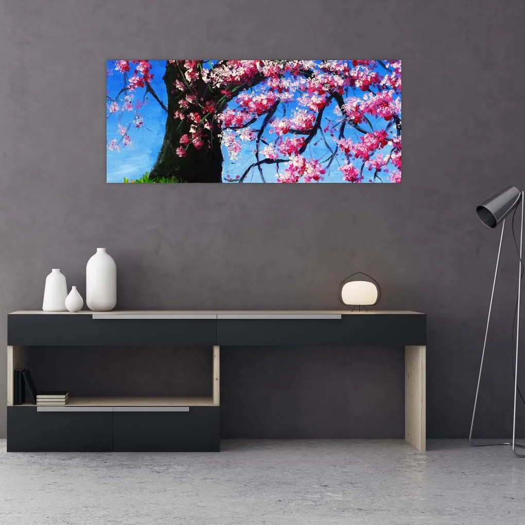 Tablou - Cireș înflorit - pictură (120x50 cm)