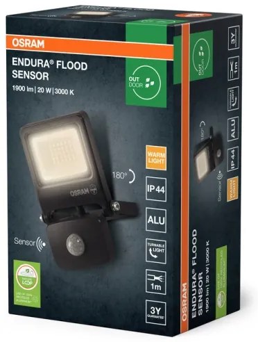 Osram - Proiector LED ENDURA cu senzor, 20W, 230V, 3000K, IP44