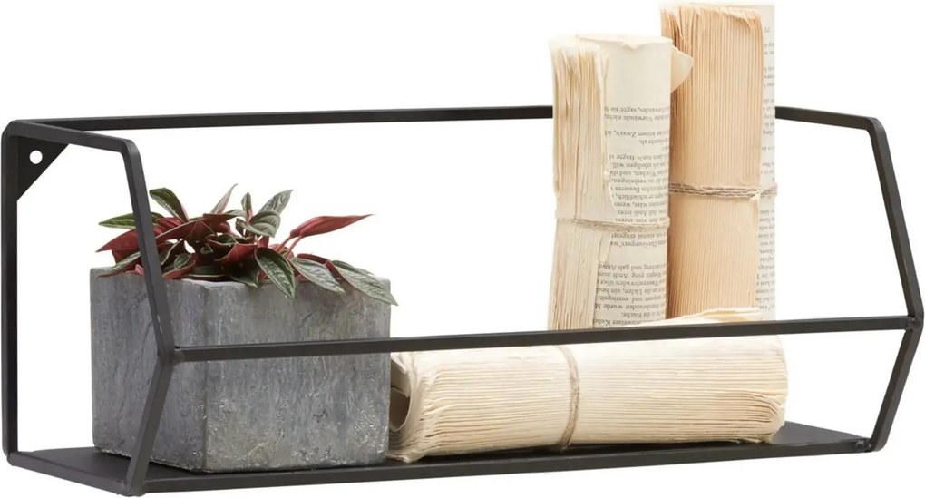 Raft NORA, negru, metal, 40x16x16 cm