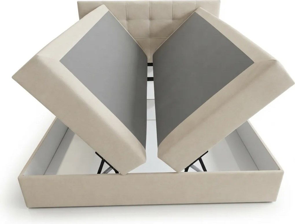 Pat tapițat tip boxspring DIRELIS TRINITY160x200 cm bej Saltea: Saltea cu arcuri Bonell