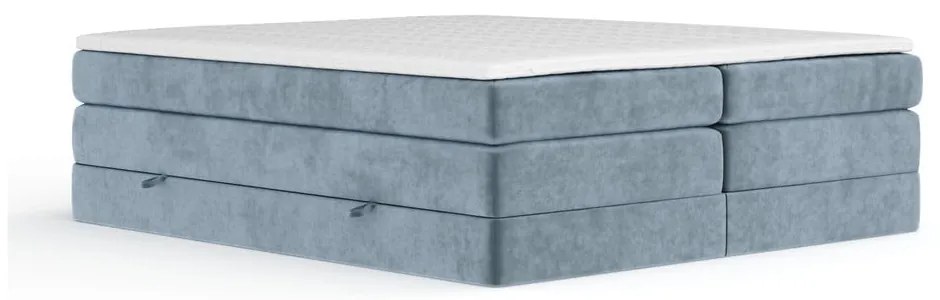 Pat boxspring albastru cu spațiu de depozitare/fără tăblie 140x200 cm Juniper – Maison de Rêve