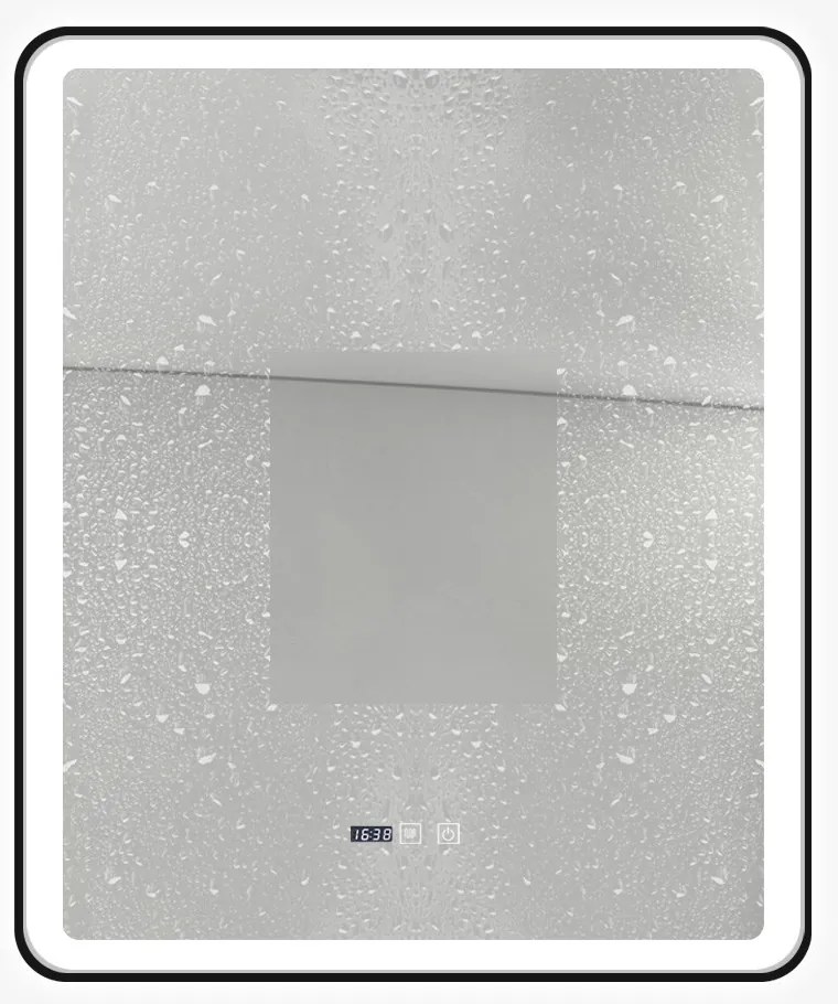 Oglinda Baie Cu Led, 75x90 Cm, Functie Dezaburire, Ceas Si Termometru, Elit's Esn37