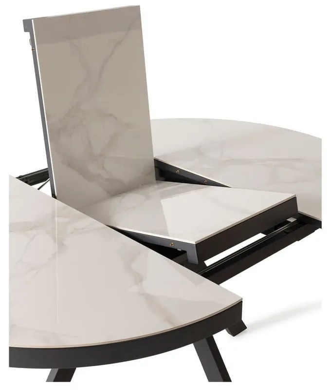 Masă de dining rotundă extensibilă cu blat ceramic cu blat suplimentar ø 120 cm Bela – Marckeric
