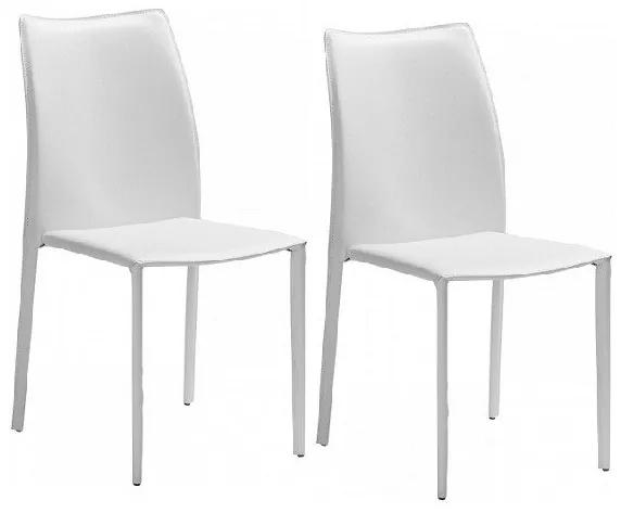 Set 2 scaune Soléne, tapițate, din piele ecologică, alb